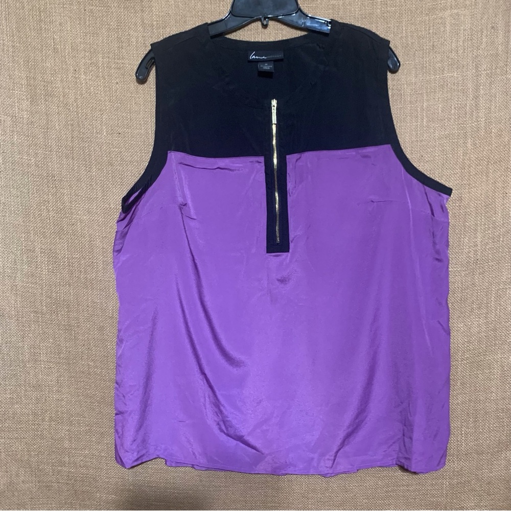 Lane Bryant Purple & Black Sleeveless Blouse